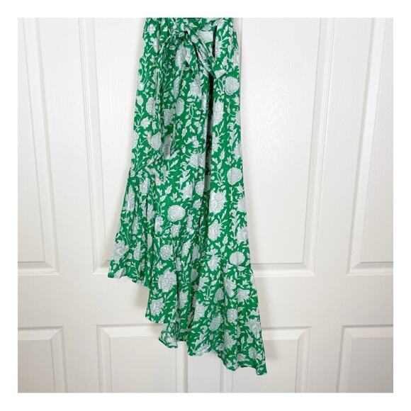 Mille Helena Block Floral Print Wrap Midi Dress Green White Resortwear NWOT - Picture 4 of 11